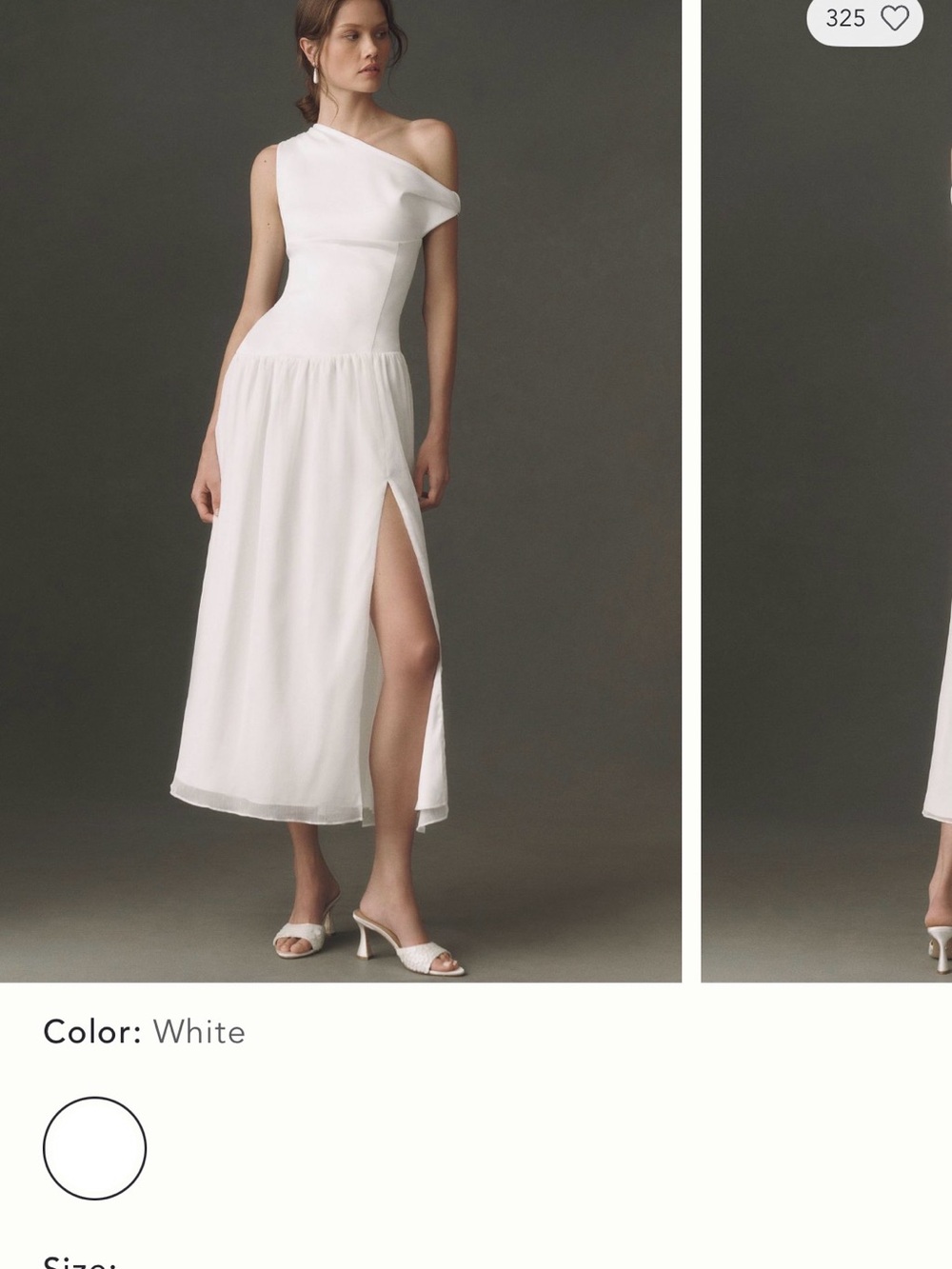 NWT BHLDN One-Shoulder White Maxi Dress with Side Slit